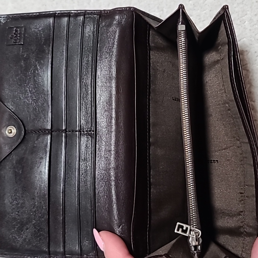 Fendi Zucca Canvas Leather Trimed Wallet Vintage - Picture 3 of 5